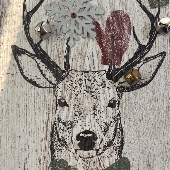 Festive Darice Reindeer Wall Art with Mittens and Scarf  “ get your jingle on” - Picture 2 of 5